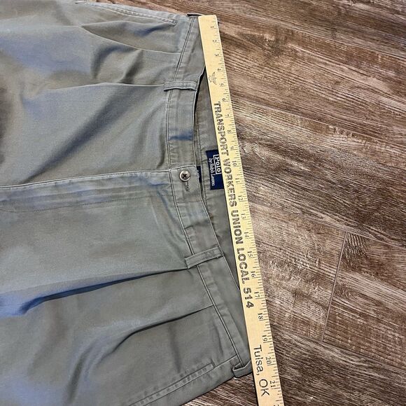 VTG Polo Ralph Lauren Pants Mens 42x32 Green Pant Pleated Cuffed Classic 90s - Picture 8 of 12